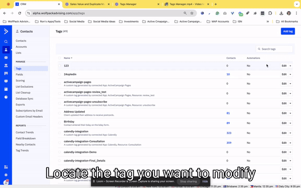 Editing a Tag or Adding a Description